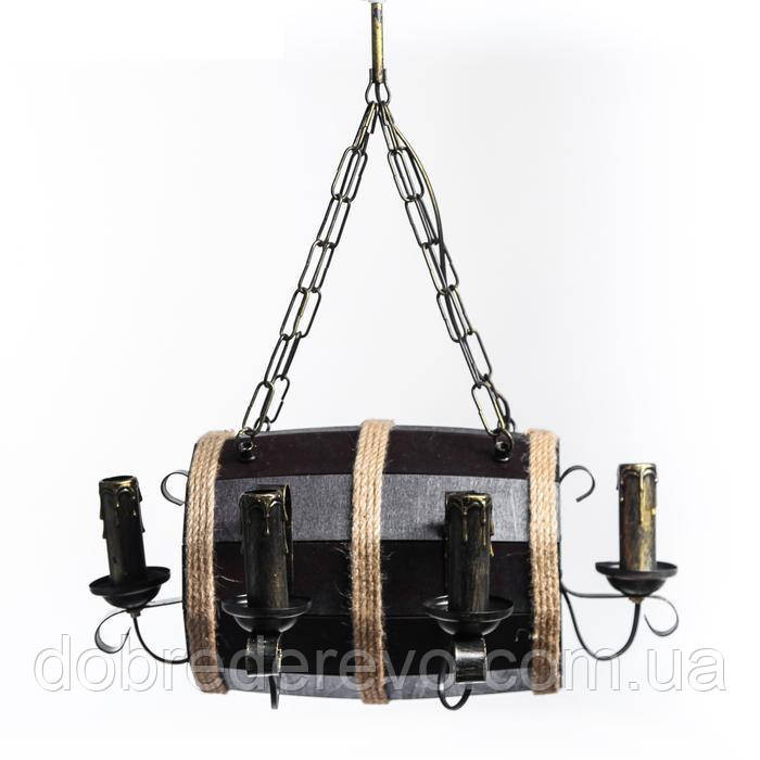 Люстра дерев'яна Бочечка 6 св, ексклюзивна, Світильник у формі бочонка Вижниця - фото 2