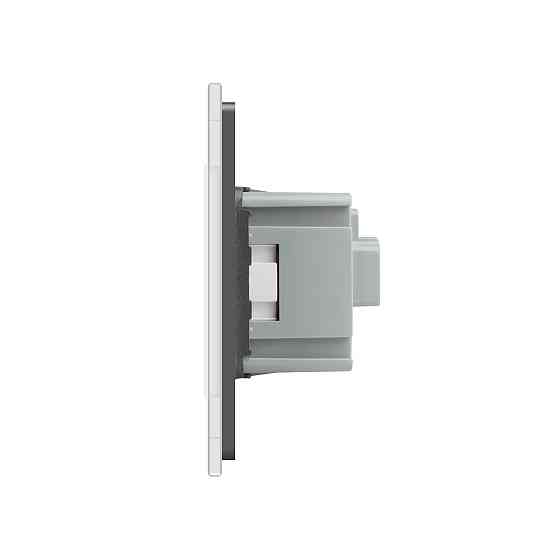 LIVOLO Електрична розетка з заземленням LIVOLO, біла з сірою рамкою, шторки, скло, 250В 16А (VL Коломия