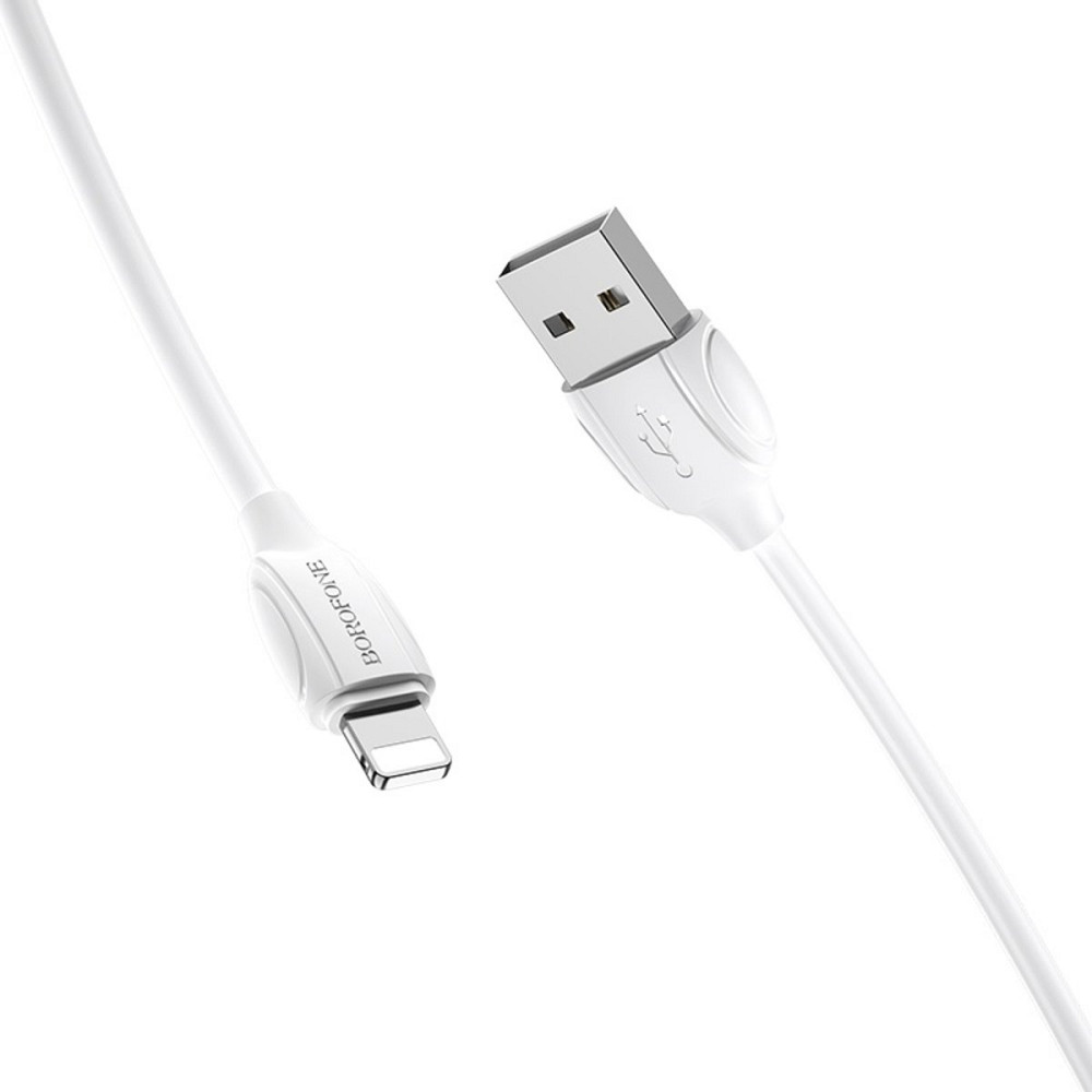 Кабель BOROFONE BX19 USB to iP 2.4A, 1m, PVC, TPE connectors, White Киев - изображение 1