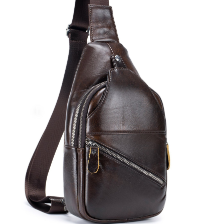 Сумка-слинг мужская кожаная коричневая Tiding Bag - MK03983 Киев