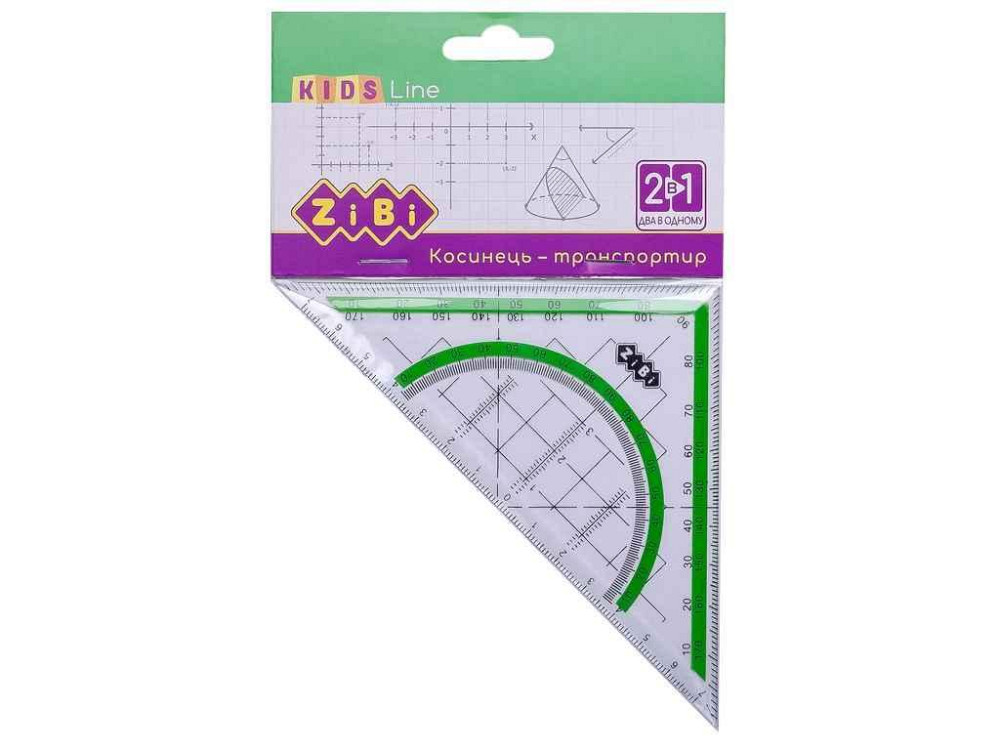 Косинець 2 в 1,140мм, 90° 45°, з салат. смужкою, KIDS Line ZB.5623-15 ТМ ZiBi Київ - фото 1