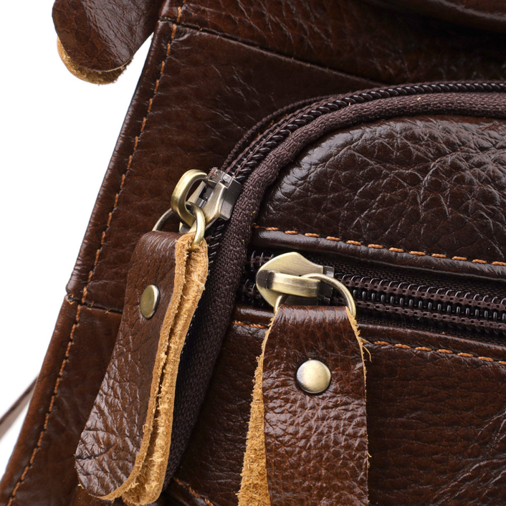 Сумка для чоловіків з великою кількістю кишень із натуральної шкіри Коричневий (Vintage) Київ - фото 9