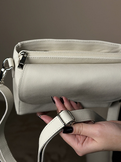 Жіноча сумочка, стильна сумка з натуральної шкіри, маленька бежова сумка клачMasterSem Київ - фото 4