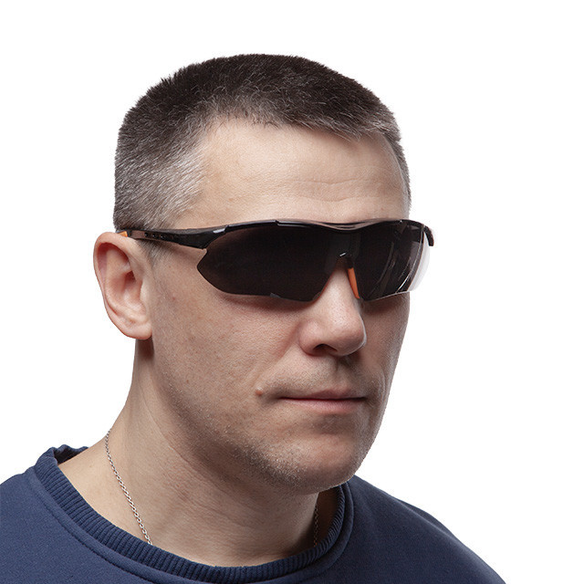 Окуляри захисні, затемнені, лінзи полікарбонат, заушники чорні нейлонові, гумова накладка на ніс, захист від удару INTERTOOL Киев - изображение 5