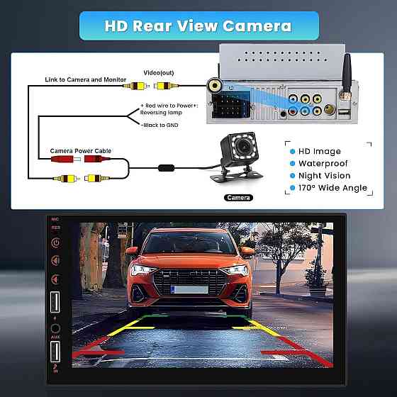 Автомагнітола 7″ Inefala 1DIN CarPlay Android Auto, Bluetooth, FM/RDS, USB, MirrorLink, AHD камерою, SWC, пультом CANBUS Київ