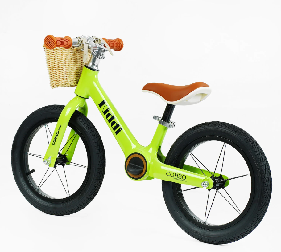 Велобіг CORSO KIDDI магнієва рама гумові надувні колеса 14'' алюмінієві обода підставка для ніг кошик Зелений (LT-14127) Чернигов - изображение 3