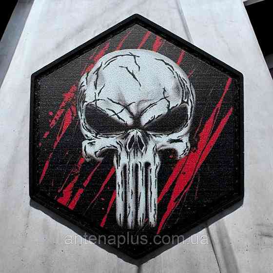 Череп черно-красный патч / шеврон Киев