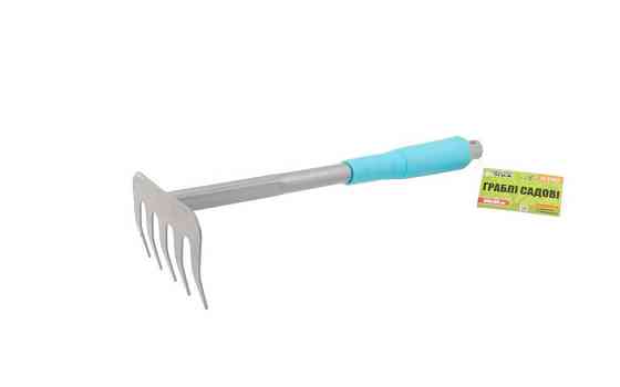 Грабли садовые MASTERTOOL с пластиковой ручкой 5 зубов 300х90 мм 14-6183 Ровно