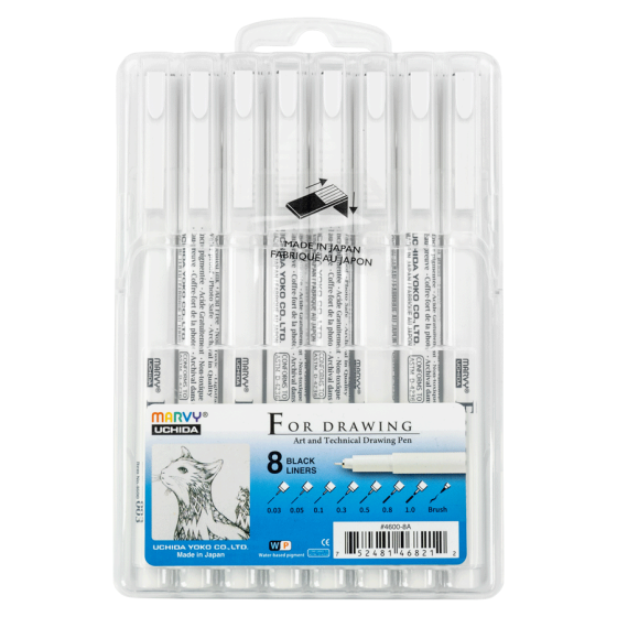 Набор Drawing Pen, черный 8 шт Marvy Киев
