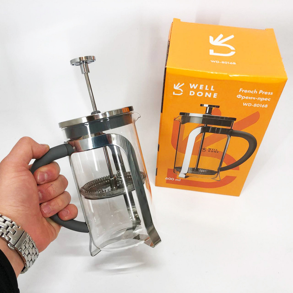 Ручний френч прес для чаю Well Done WD-8016B 600 мл, Стильний френч-прес для чаю та кави YQ-56 Львів - фото 12