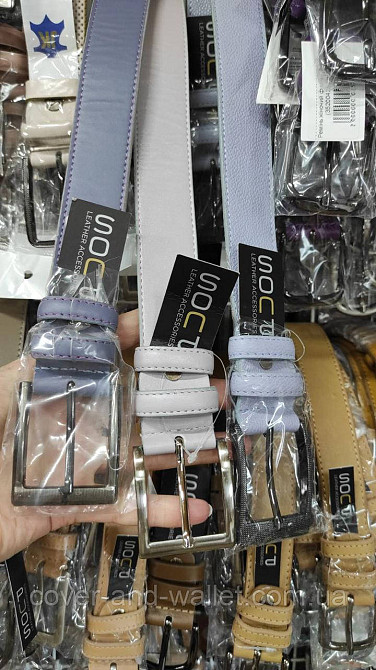 Широкий жіночий ремінь яскраво-синього кольору з натуральної шкіри 35мм PS Leather Київ - фото 8