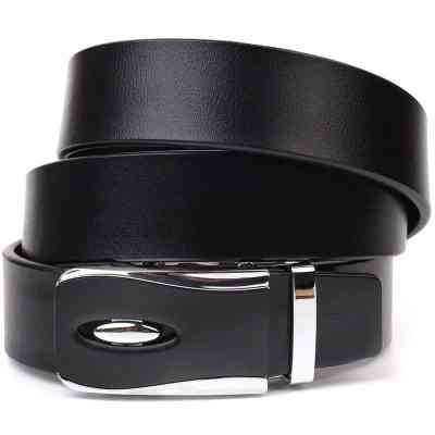 Ремень Vintage С пряжкой автомат из натуральной кожи Черный (21465) Винница