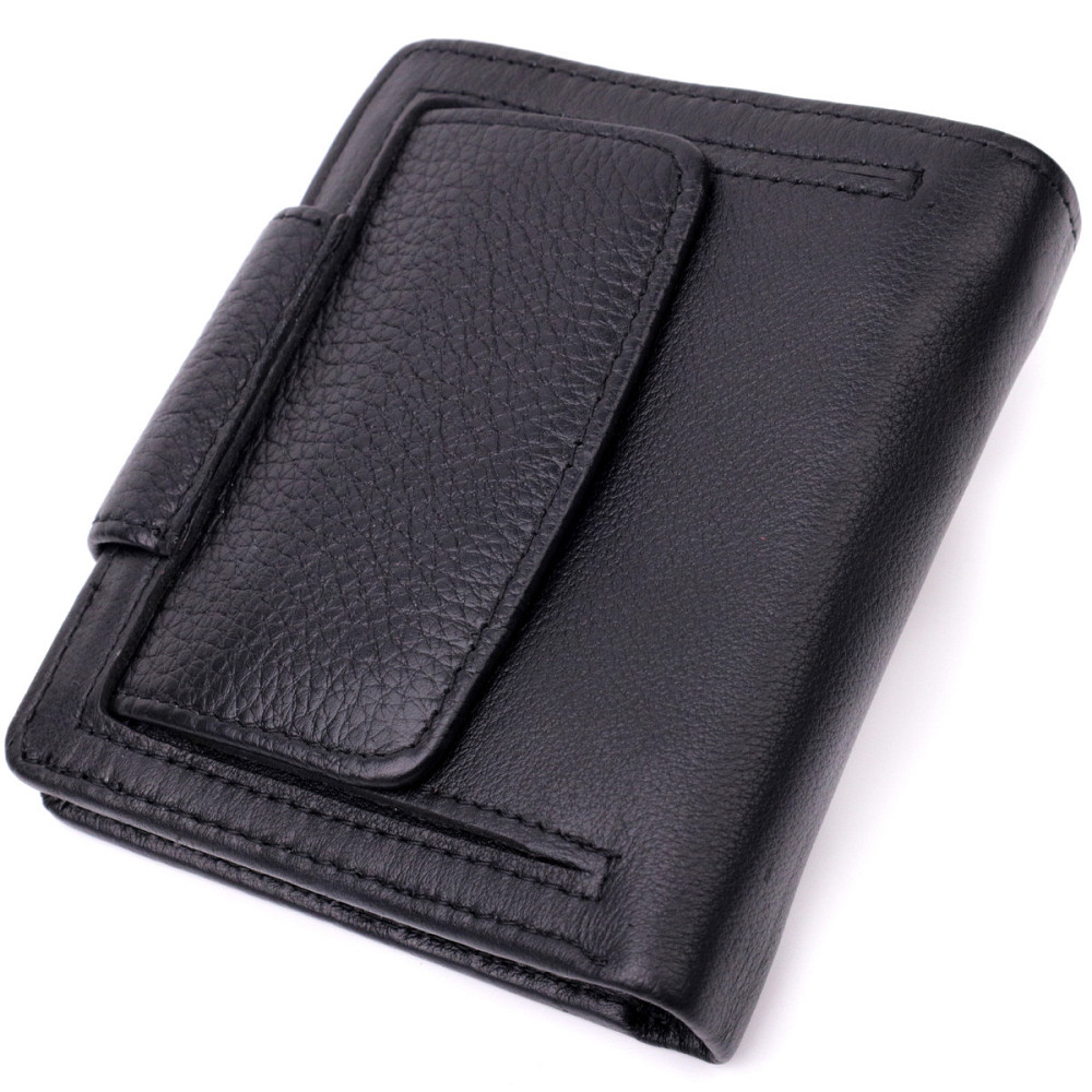Жіночий вертикальний шкіряний гаманець чорний (ST Leather) Київ - фото 18