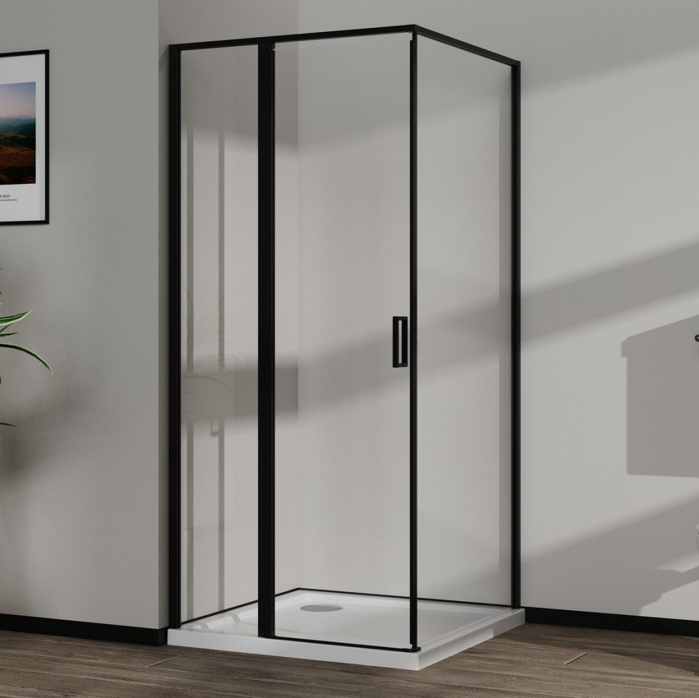 Скляна душова кабіна AVKO Glass RDR13B 90х90х190 Black перегородка для душу Київ - фото 1