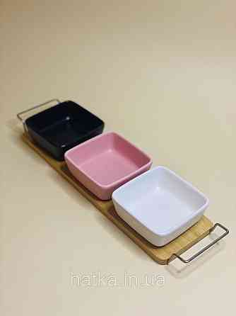 Менажниці на бамбуковій підставці Colored 4пр/наб 35*9см Київ