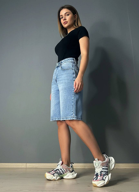 Шорты женские джинсовые Vanver 2050 бермуды стрейчевые большие размеры голубые, голубой, 33, 33, 88 см, 120 см Киев - изображение 6