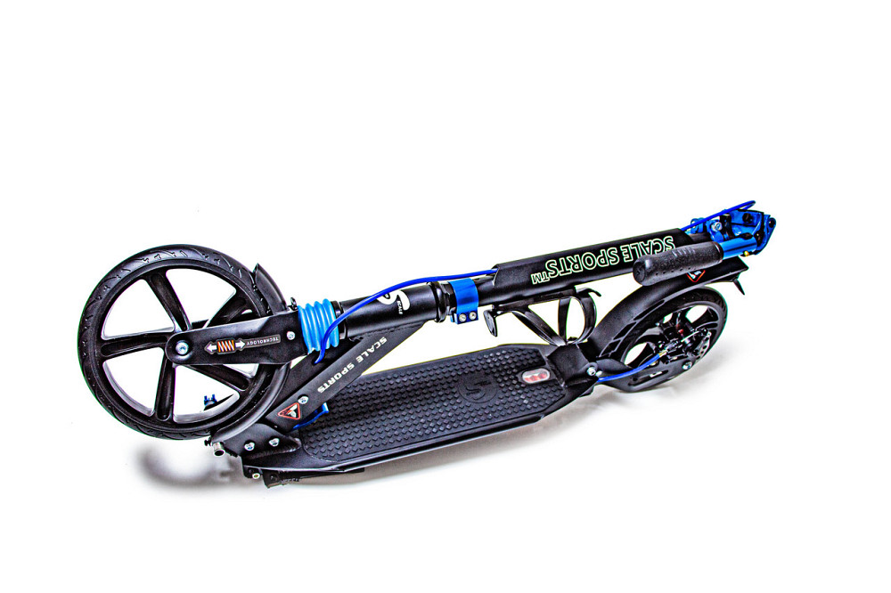 Дитячий самокат Scale Sports SS-25 + ліхтарик + дзвіночок + ремінь. Дискове гальмо. Колір чорно-синій Одеса - фото 4