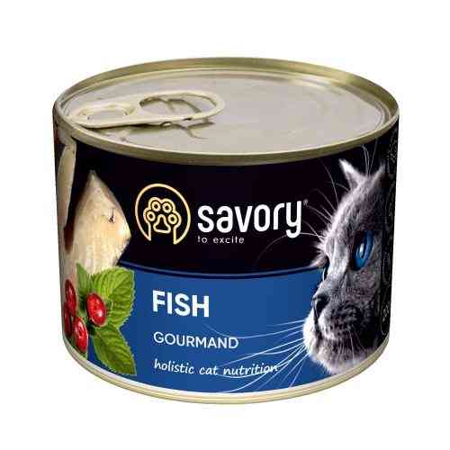Корм вологий Savory Cat Can Adult Fish консерви для вибагливих котів з рибою 200 г Київ