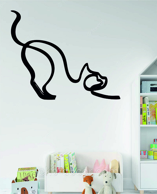 Декоративное настенное Панно «Кот» Декор на стену 70*57 см, Черный Киев - изображение 2