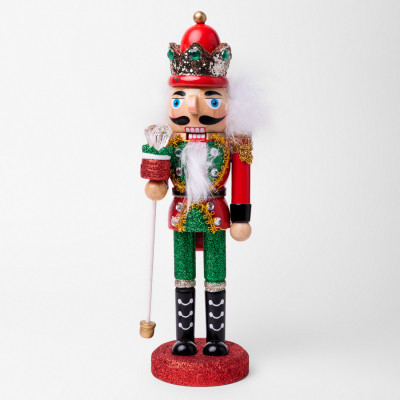 Новогодняя фигурка Novogod`ko Щелкунчик 25 см Дерево Красно-зеленый (974681) Винница - изображение 1