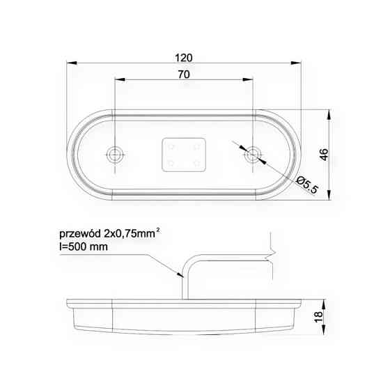 Ліхтар овальний червоний 120х46мм FT-020 C LED (12-24V) маркерний Мукачево