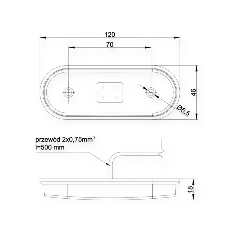 Ліхтар овальний червоний 120х46мм FT-020 C LED (12-24V) маркерний Мукачево - фото 2