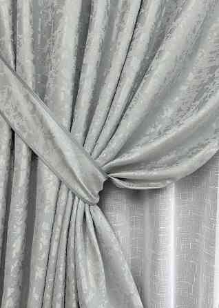 Комплект готових штор VR-Textil Льон мармур Pavliani ХО № 1911ш Світло-сірий 150х250 см 2 шт (39-975) Київ