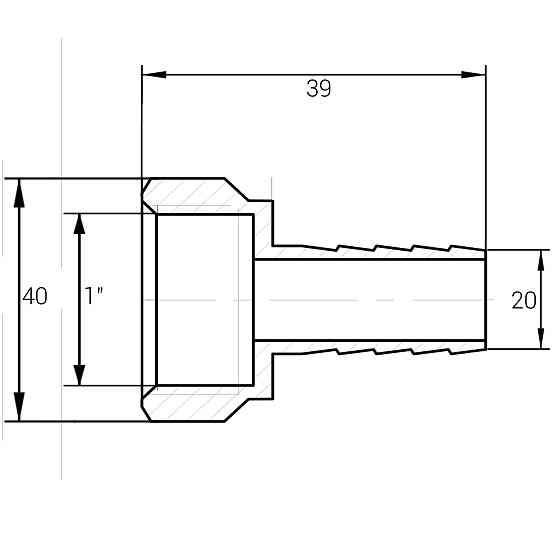 Штуцер 1″В 20мм нікельований NU5J1S OPTIMUM Киев