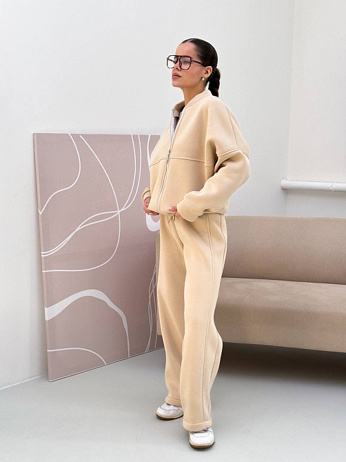 Жіночий костюм-двійка з широкими штанами Молочний 42/46 Харків - фото 2