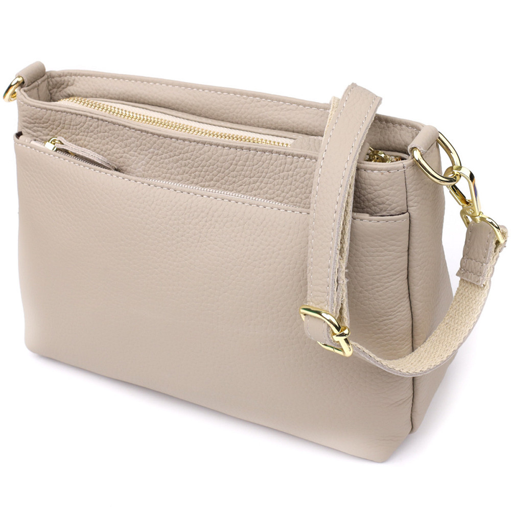 Елегантна жіноча сумка з натуральної шкіри з жорсткою основою Vintage 22985 Сірий Київ - фото 1