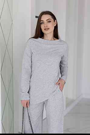 Жіночий костюм з асиметричним лонгслівом "Travel" |  Норма та батал Сірий, 50-52 Київ