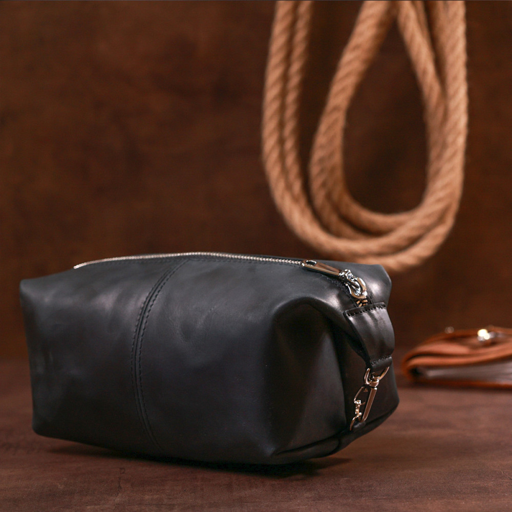 Стильна вінтажна косметичка Shvigel 16397 Чорний Київ - фото 8