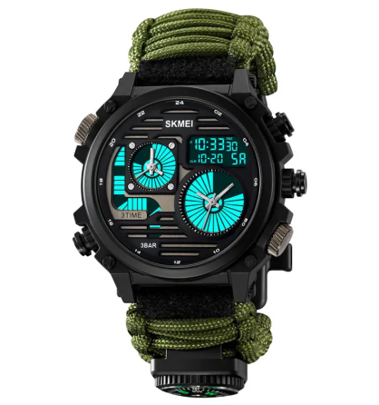 Часы мужские наручные спортивные Skmei 2202 Paracord (Зеленый нейлоновый ремешок) Винница