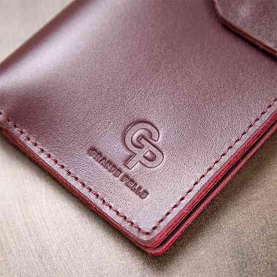Шкіряне глянсове портмоне GRANDE PELLE 11467 Бордовий Київ