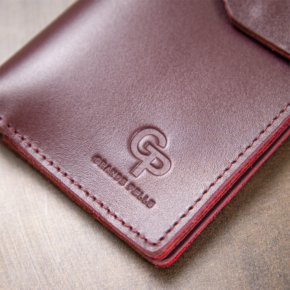 Шкіряне глянсове портмоне GRANDE PELLE 11467 Бордовий Київ - фото 2