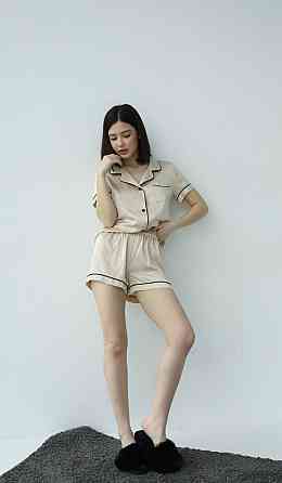 Пижама женская с шортами шелк Молочный ч/к M Харьков