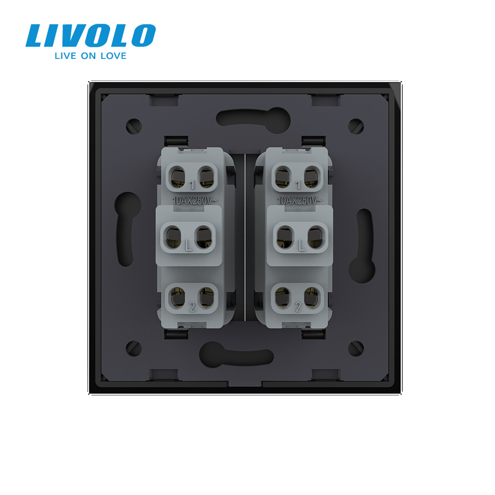 LIVOLO Двоклавішний прохідний вимикач LIVOLO чорний матовий скло Коломия - фото 2