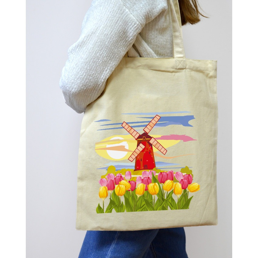 Екошопер BookOpt BK4071 "Подорож Нідерландами". Країна вітряків і тюльпанів" бежевий Київ - фото 10