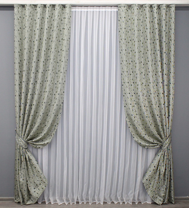 Комплект готових штор VR-Textil Жакард № 1586ш Сатин 140х270 см 2 шт (33-0454) Киев - изображение 2