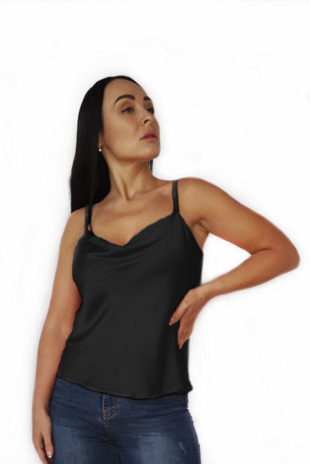 Базовая майка женская хомут шелк Черный 3XL Харьков - изображение 1