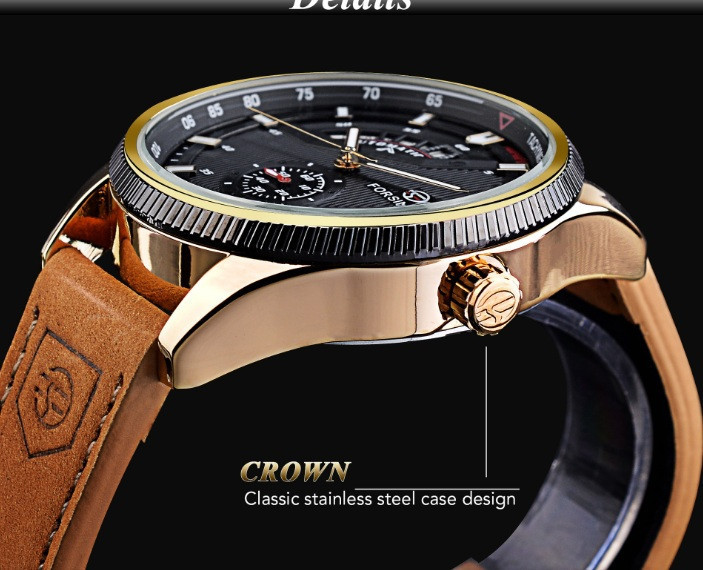 Чоловічий механічний наручний годинник Forsining GMT1218-2 Original коричневий ( 29951 ) Харків - фото 3