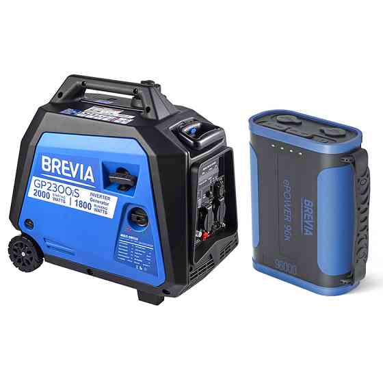 Комплект генератор інверторний Brevia 2,0кВт (ном 1,8кВт) + повербанк (Power Bank) Brevia ePower 96Ah Львів