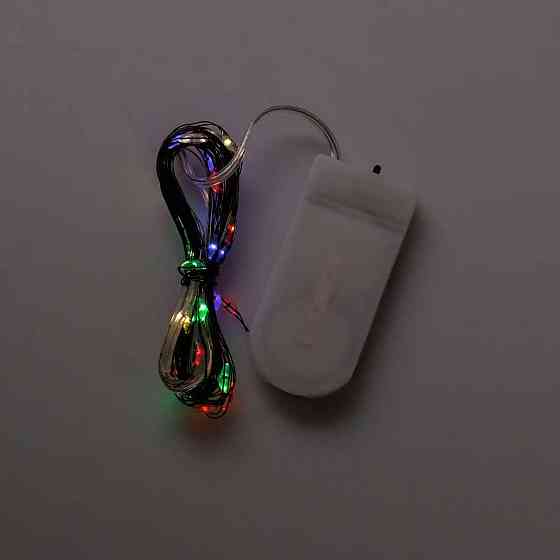 Светодиодная гирлянда Роса 3 метра на батарейках 30 led нить на зеленом проводе мультиколор 30L3MGML Киев