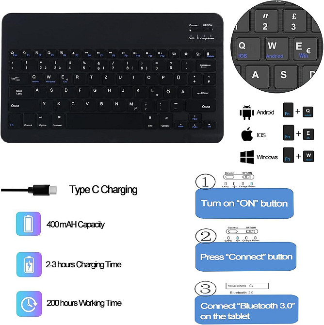 Захисний чохол з Bluetooth клавіатурою для iPad 10.2 (2019/20/21)/pro10.5(2017)/Air 3 10.5 Дніпро - фото 6