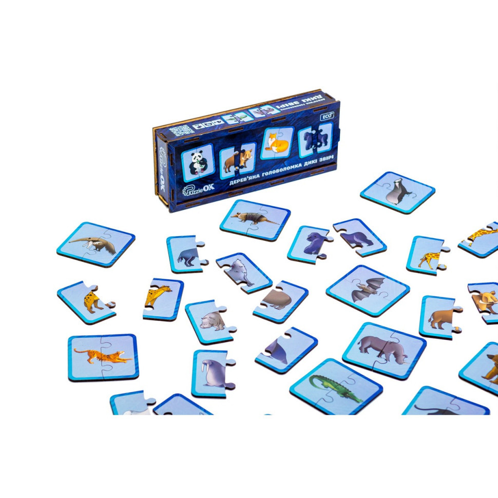 Дерев'яна головоломка "Дикі тварини" Puz-44657, 40 елементів Вінниця - фото 3