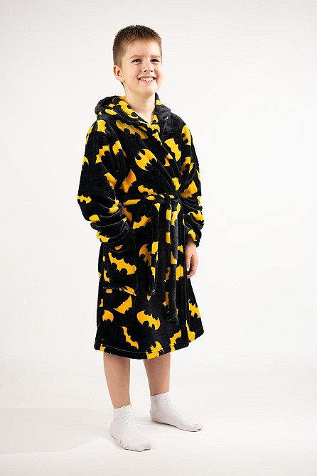 Халат детский Бэтмен для мальчика, махровый теплый, велсофт плюш, черный, халаты для мальчиков Киев - изображение 1