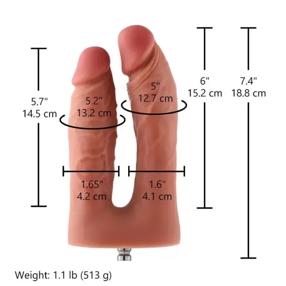 Подвійний фалоімітатор для секс-машин Hismith Silicone Double Penetrator Dildo, система KlicLok Львів