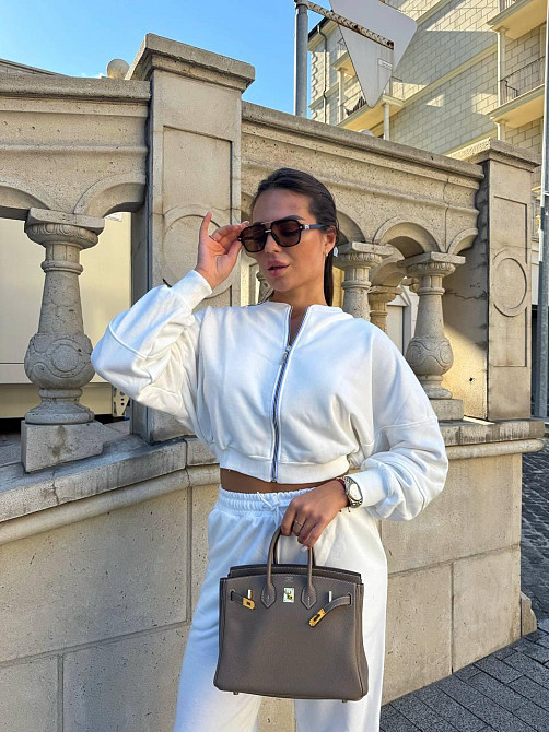 Женский прогулочный костюм двойка: кофта и штаны турецкая тринитка петля Молочный, 46/48 Одесса - изображение 3