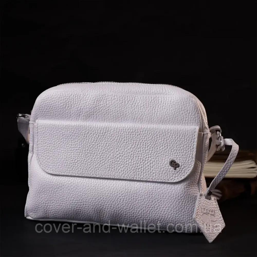 Модная женская сумка-кроссбоди белого цвета из натуральной кожи высокого качества Grande Pelle 755702 Киев - изображение 10