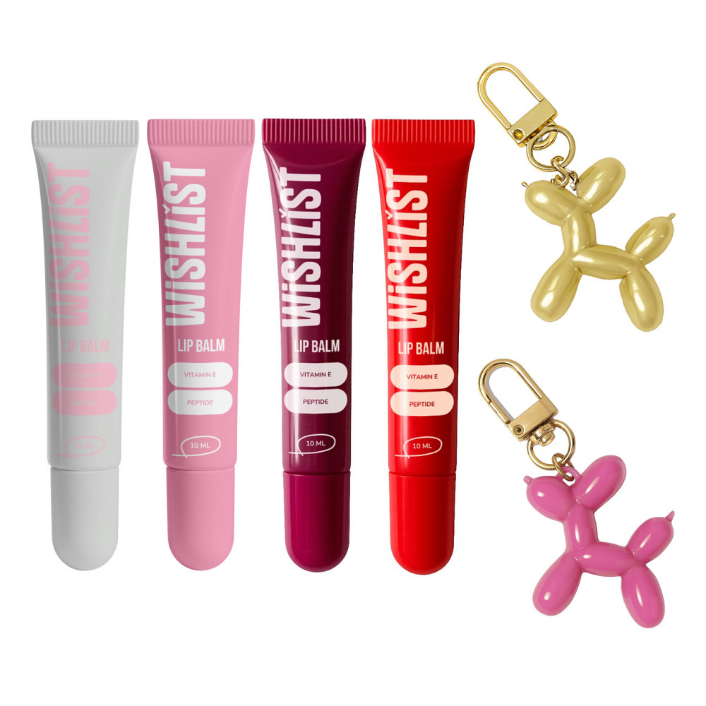 Набор 4 бальзамов-блеск для губ + Игрушки-брелки Crystal Sorbet & Sweet Candy & Velvet Coral & Ruby Nectar WiSHLiST Lip Gloss Киев - изображение 1